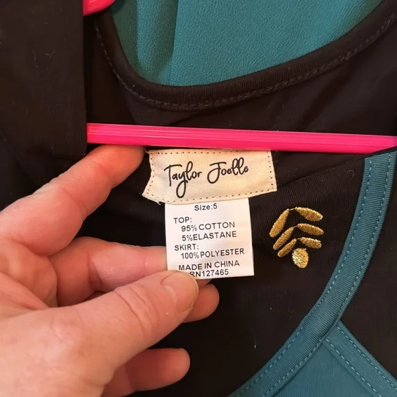 Taylor Joelle teal dress w/ cape - Picture 9 of 11